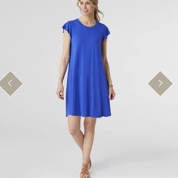 NWT Coco + Carmen Francis Flutter Sleeve Dress - Cobalt Blue size Large/XL - Picture 10 of 11